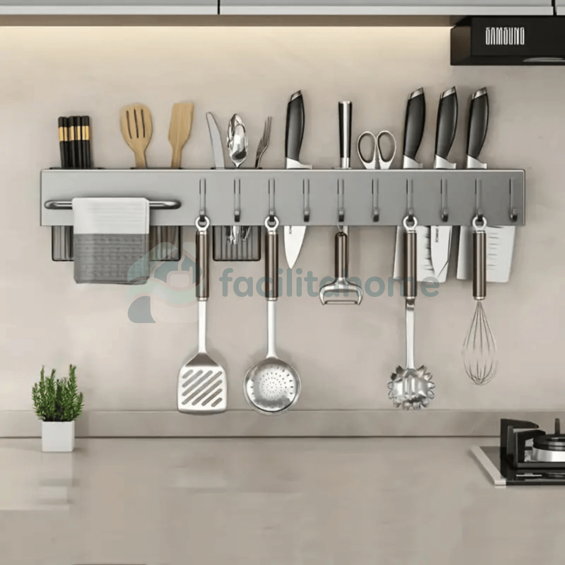 Porta-Utensílios Londres em Aço Inox Premium