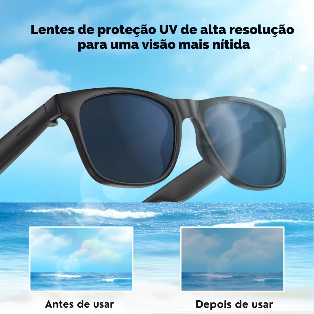 Óculos Microwear Inteligente AI Pro Camera Áudio Bluetooth