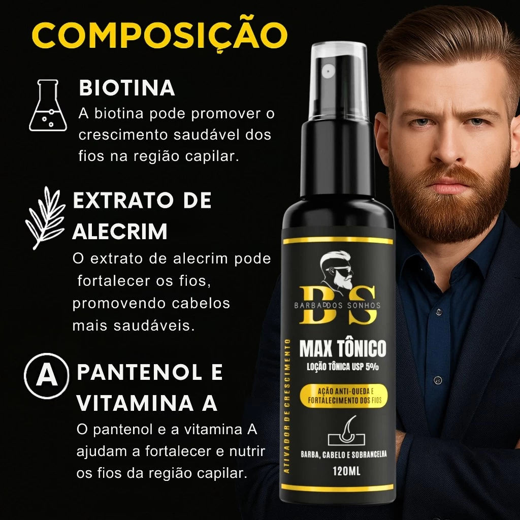 Tônico Crescimento Capilar, Barba e Sobrancelha