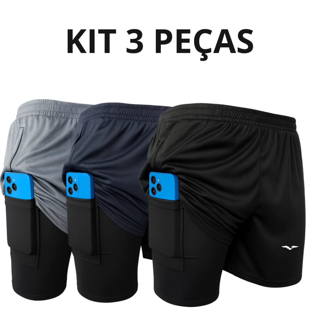 Shorts Masculino Bermuda Compressão Para Corrida e Treino