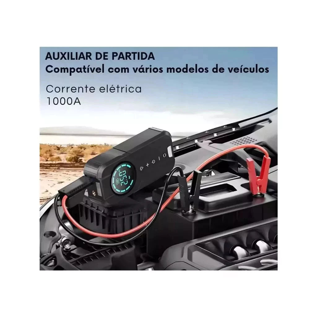 Bomba de Ar Portatil Compressor Inflator Multi-função 4 em 1 PowerBank 8kmah Bateria Calibrador de Carro Auto Pneu