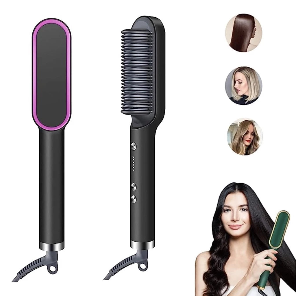 Escova Alisadora Bivolt 5 em 1 - Alisa, Hidrata, Modela, Alinha e Anti-Frizz