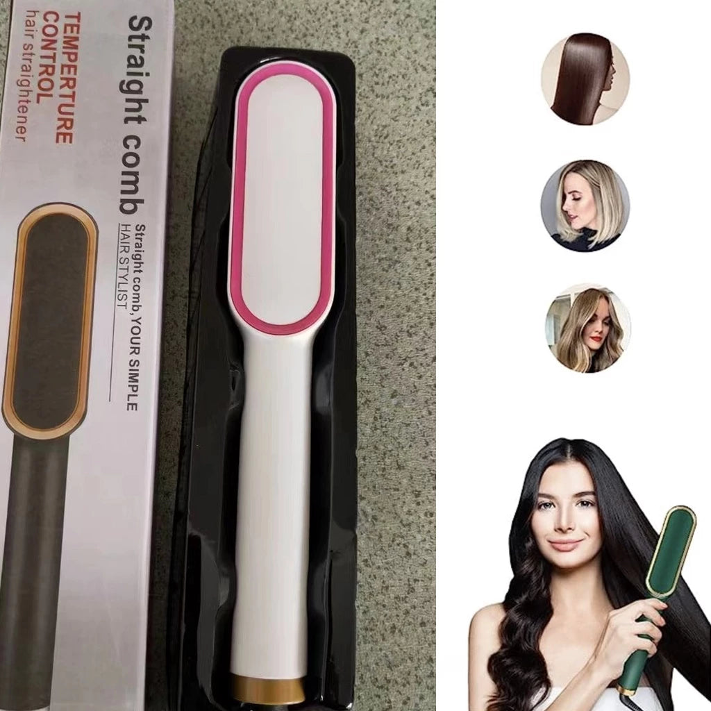 Escova Alisadora Bivolt 5 em 1 - Alisa, Hidrata, Modela, Alinha e Anti-Frizz