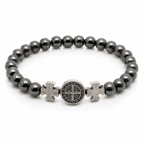 Pulseira Hematita Medalha De São Bento