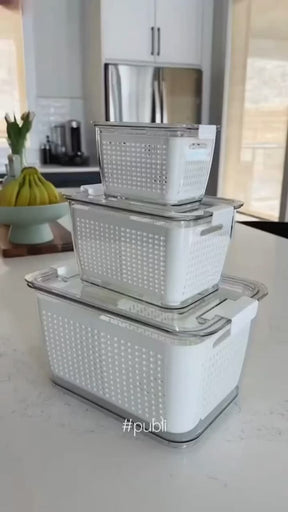 Kit 3 Organizadores Potes Hermético para Geladeira [E-Book de receitas grátis]