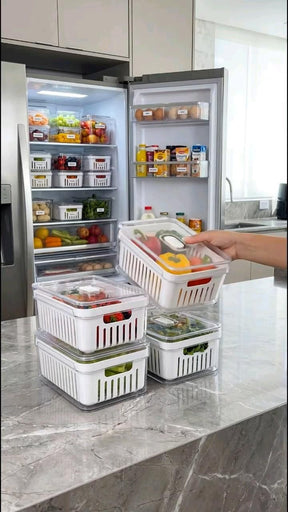 Kit 3 Organizadores Potes Hermético para Geladeira [E-Book de receitas grátis]