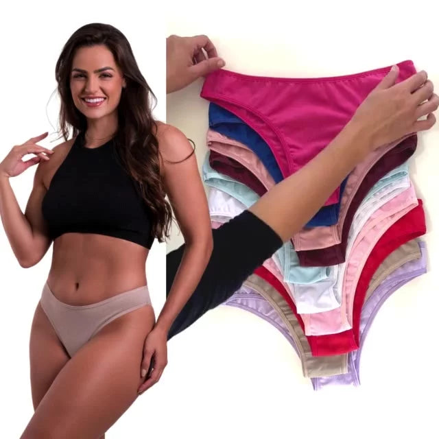 Kit Calcinha Cotton Confort Algodão Tanga Básica Feminina Conforto