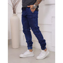 Calças Jogger Jeans Camuflada Masculina Com Punho Elástico