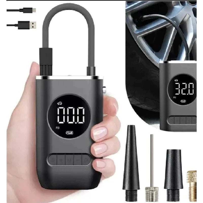 Bomba de Ar Portatil Compressor Inflator Multi-função 4 em 1 PowerBank 8kmah Bateria Calibrador de Carro Auto Pneu
