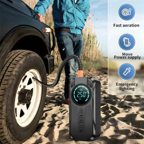 Bomba de Ar Portatil Compressor Inflator Multi-função 4 em 1 PowerBank 8kmah Bateria Calibrador de Carro Auto Pneu