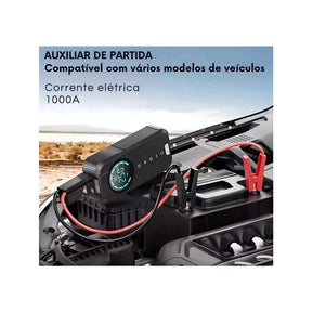 Bomba de Ar Portatil Compressor Inflator Multi-função 4 em 1 PowerBank 8kmah Bateria Calibrador de Carro Auto Pneu