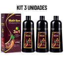 Kit 3 Shampoo Black Hair Dye - Escurecedor de Cabelo e Barba