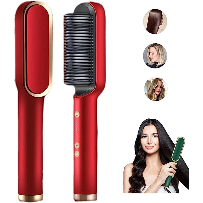 Escova Alisadora Bivolt 5 em 1 - Alisa, Hidrata, Modela, Alinha e Anti-Frizz