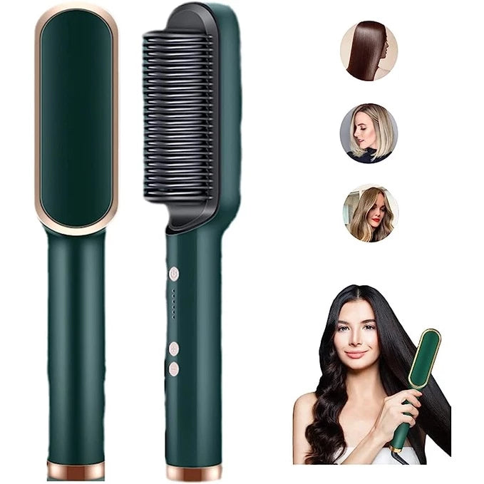 Escova Alisadora Bivolt 5 em 1 - Alisa, Hidrata, Modela, Alinha e Anti-Frizz