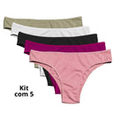 Kit Calcinha Cotton Confort Algodão Tanga Básica Feminina Conforto